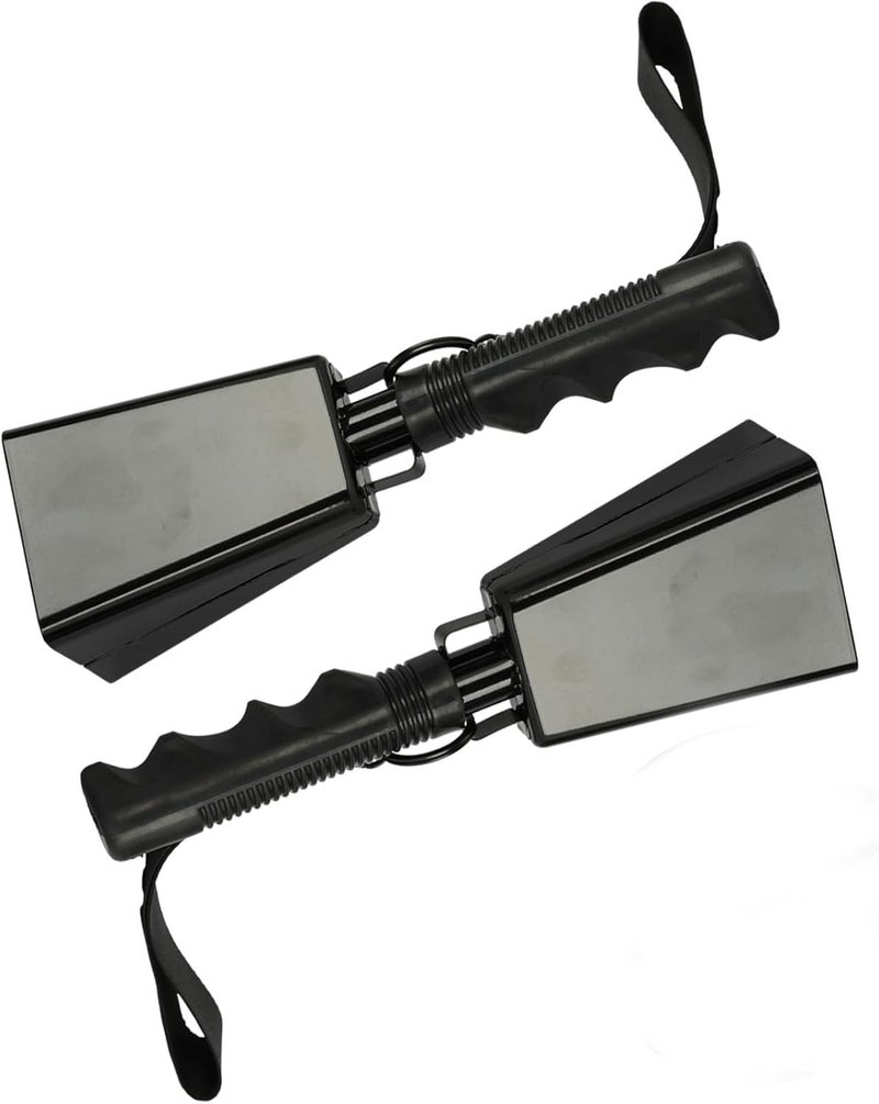 CAPHONT 2 Pcs Cow Bell Steel Cowbells 9 inch Cowbell Noise Makers Cheering Hand Bell with Wrist Strap for Sports Events,Football Games,Party,Farm, Musical Instruments (Black) - Image 1